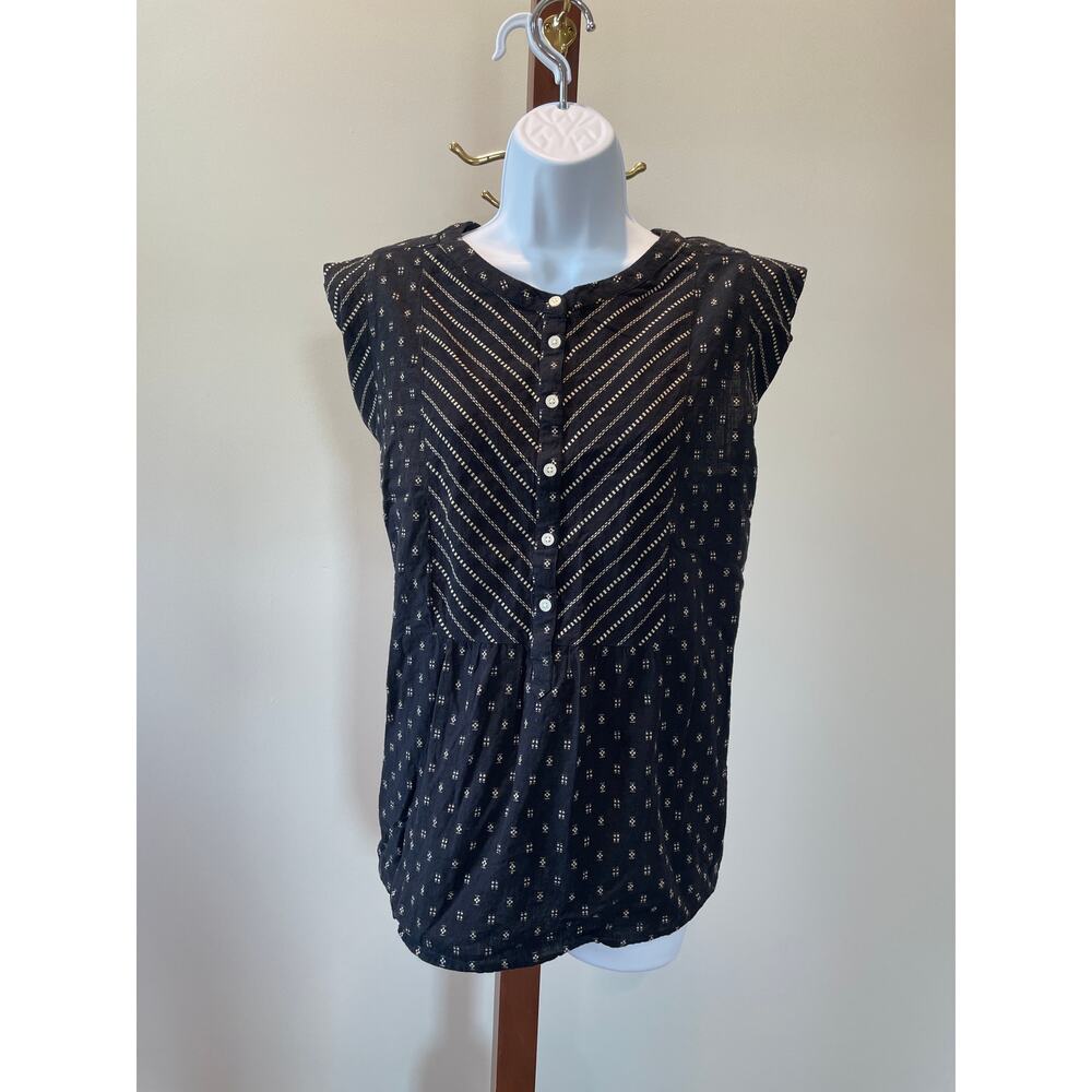 LOFT XXL Cotton Sleeveless Top Embroidered Boho Button Detail Cap Sleeves